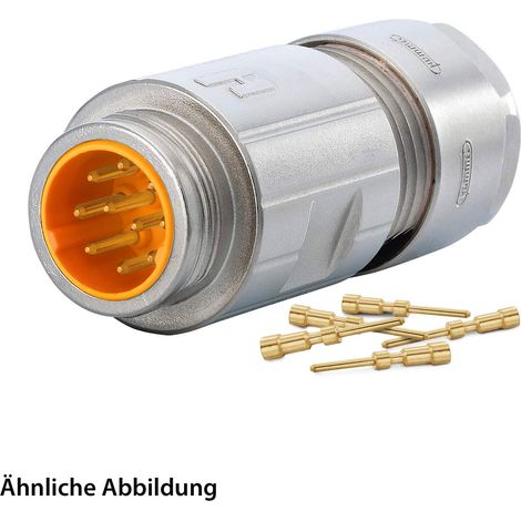 HUMMEL SET inkl. Kontakte M16 Kupplungssteckverbinder, Crimpeinsatz gerade Polzahl 6+PE, Stift Kabelabgang gerade, Klemmbereich 3,0mm - 6,0mm - 1 Stück