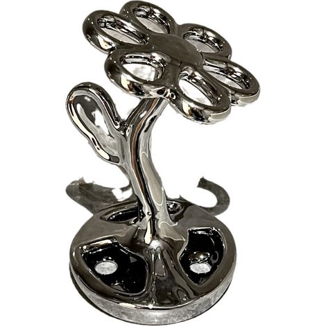 Porte-brosses à dents en céramique à motif floral – Un élégant organisateur de salle de bain avec trou d'évacuation, une solution stylée pour ranger les brosses à dents et les pinceaux de maquillage. (1/5)