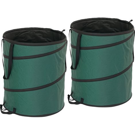 Sacchi per rifiuti da giardino 2 x 160 L impermeabili con coperchio a zip e manici, autoportanti (1/5)