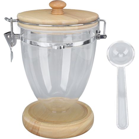 Boîte à café en grains, thé en vrac, sucre, noix, bocal transparent de conservation des aliments avec couvercle hermétique, 950 ml (1/5)