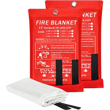Lot de 2 Couverture antifeu, Système d'extraction facile, PVC, Pour cuisine et maison (1/5)