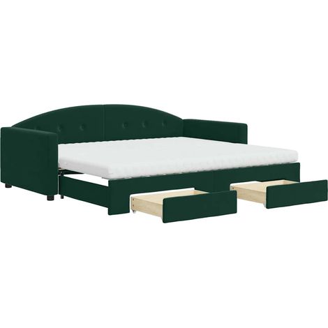 Maison Exclusive - Divano Letto Estraibile Cassetti Verde Scuro 90x200cm Velluto