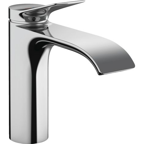 Mitigeur de lavabo sans tirette ni vidage, économie d'énergie, Robinet de salle de bain avec hauteur sous bec 110 mm, économie d'eau, Chromé, 75024000 (1/5)