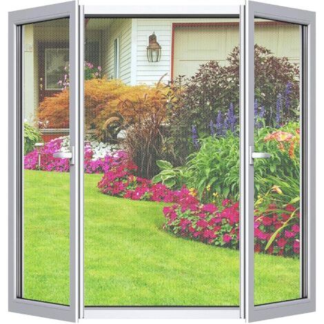 Moustiquaire Fenêtre 110x130 cm (Lot de 2) \u2013 DIY, Ajustable & Découpable \u2013 Sans Perçage, Maille Fine \u2013 Inclut Ruban Adhésif + Découpeur \u2013Blanc (1/5)