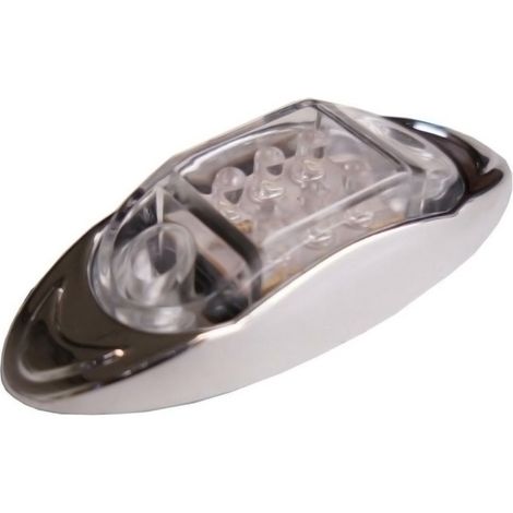 Feu latéral/feu de position LED blanc pour camions, ensembles articulés et remorques - 6 diodes - 24 V - 100 mm x 42 mm - chromé