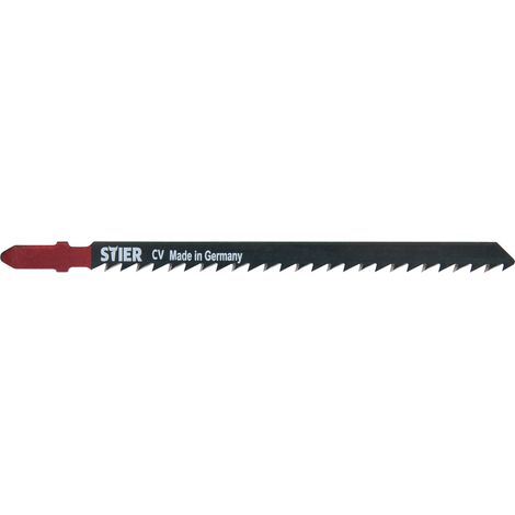 STIER Stichsägeblatt, ST3104-L, 20 Stück, Schnittlänge 110 mm, Zahnteilung 4 mm, perfekt geeignet zum Zuschneiden von Holz, Arbeitsplatten, Verbundplatten, CV-Stichsägeblatt