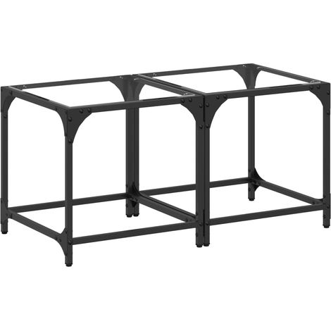 2 pcs Tables basses,Table d'appoint,Table de Salon avec dessus en verre transparent acier CFW65205 (1/5)