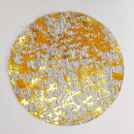 12 pièces Sets de table jetables noir et or, sets ronds en papier aluminium métallisé, motif en maille pailletée. Idéaux pour dîners de Thanksgiving, Noël, Nouvel An, fêtes, célébrations de vacances (1/4)