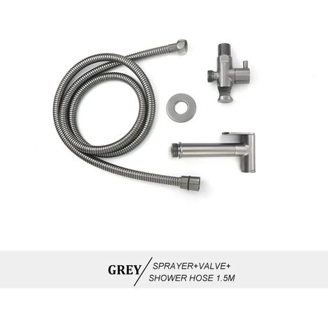(Gris Type A) Ensemble de douchette WC bidet portable en laiton doré rose, fixation murale, pommeau de douche de salle de bain autonettoyant (1/4)