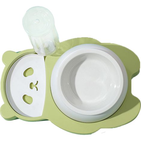 Distributeur automatique de nourriture pour animaux, gamelle double pour chat panda et abreuvoir intégré. (1/4)