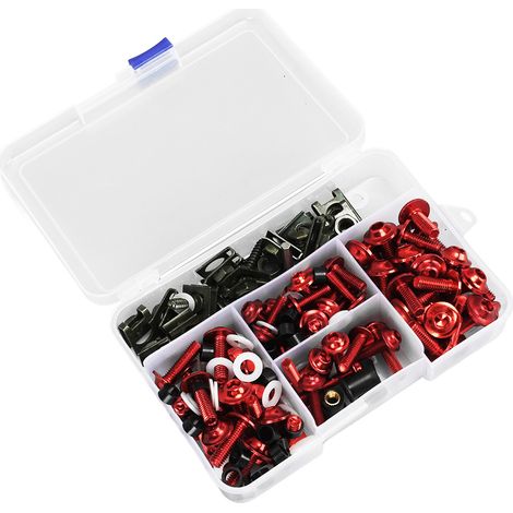 Kit de 177 vis de carénage colorées M5 M6 pour pare-brise de moto SUZUKI GSXR600 GSXR750 (rouge) (1/5)