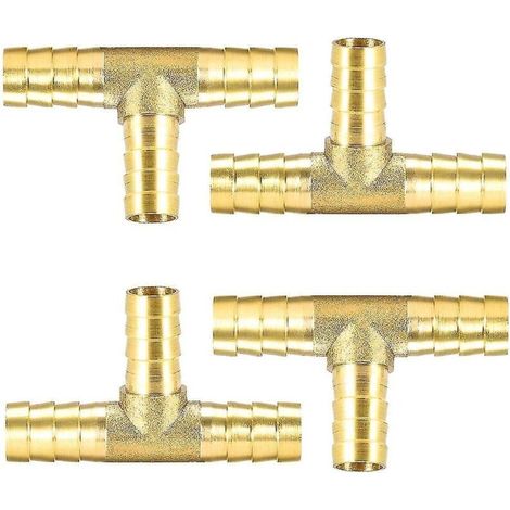 4 pièces de raccord en laiton 3 voies 10 mm, rallonge de tuyau, raccord pour tuyau d'arrosage, raccord pour tuyau d'air comprimé, raccord pour tuyau de carburant, pièce en T (1/2)
