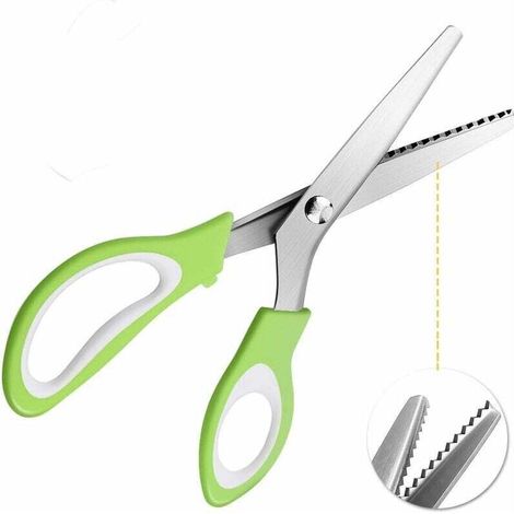Ciseaux à denteler Ciseaux Cranteurs de Couture pour Tissu Qualité Professionnelle 24cm- Verts