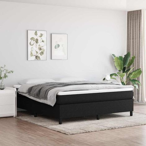 Cama box spring con colchón tela negro 180x200 cm (1/5)