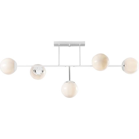 Hoko Plafoniera a 5 Luci con Diffusori in Vetro Bianco Latte e Struttura in Metallo Bianco Opaco - Attacco E14 IP20 - Rossini Group (1/3)