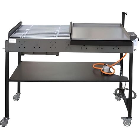 Double Barbecue spéciale en Zinc coloris Gris - 145 x 100 x 57 cm