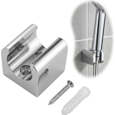 Support Mural Douche - 1 Pièce - Alliage de Zinc - Fixation Réglable Anticorrosion - Salle de Bain Moderne - Argenté 3,5x3,3x3,1 cm (1/5)