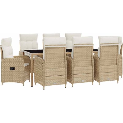 Maison Exclusive - Outdoortisch-Set 9 pcs Beige und Cremeweiß 190 (1/5)