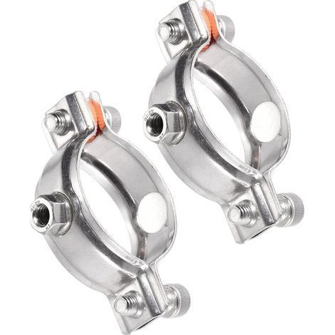 Lot de 2 supports de tuyau réglables en acier inoxydable 304, supports de serrage muraux et de plafond pour tuyaux de 48 à 51 mm, colliers de serrage robustes et supports de tuyaux en métal (1/5)