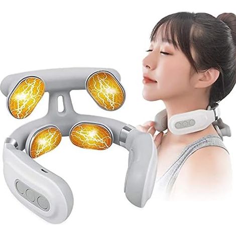 Elektrisches Nackenmassagegerät zur Linderung von Nackenschmerzen, Nackenmassagegerät mit Wärmefunktion, USB-aufladbar, Muskelentspannung für zu Hause und unterwegs, für Männer und Frauen (1/5)