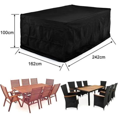 Housse pour mobilier de jardin 180 x 180 x 74cm Noir (1/4)