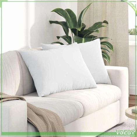 2 pcs Coussins de canapé, 70 x 50 cm, blancs, housses amovibles, tissu lisse, déhoussables, salon contemporain