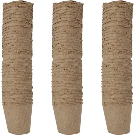 Lot de 100 pots de fleurs ronds biodégradables en argile de tourbe, godets de semis de 8 x 8 cm