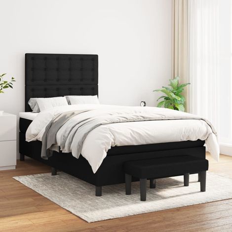 Cama box spring con colchón tela negro 120x200 cm (1/5)
