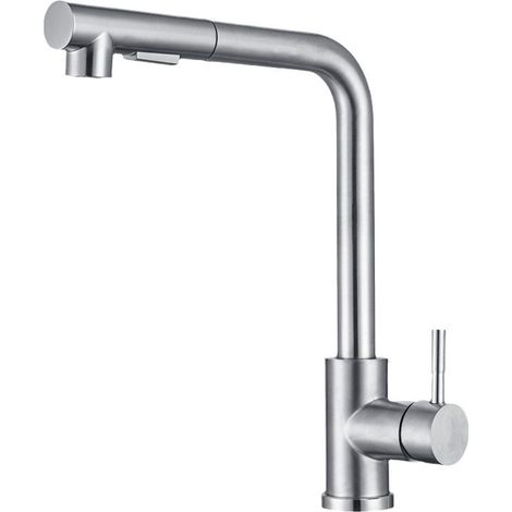 Robinet cuisine avec douchette extensible,Mitigeur cuisine monobloc 360° rotatif, Robinetterie en L,robinet inox moderne, 2 types de jets, robinet extensible pour évier de cuisine--G1/2