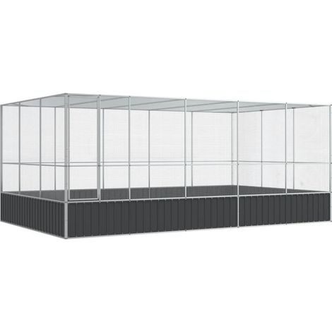 Gabbia per uccelli voliera con estensione argento 518 x 307 x 212 cm acciaio argento 020045657