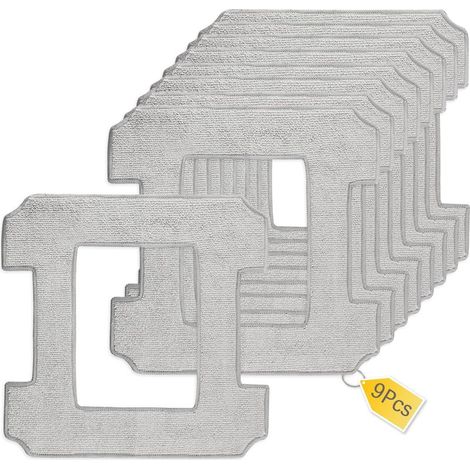 Lot de 9 tampons de rechange en microfibre pour serpillière — (Chiffons de nettoyage lavables, conçus pour les robots laveurs de vitres nettoie efficacement le verre et élimine les taches) (1/5)