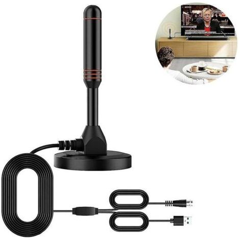 Antenne TV HD numérique – Comprend une base magnétique et un câble coaxial – Antenne TV Antenne TV terrestre – Intérieure ou extérieure