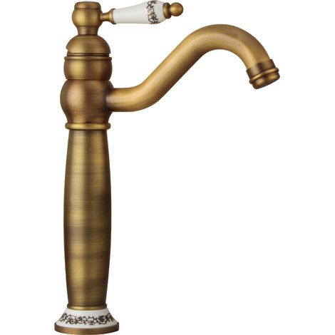 Robinet Salle de Bain Laiton avec Bec Haut Pivotant à 360° Mitigeur Lavabo H31cm (1/5)