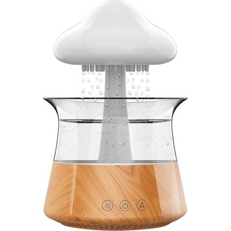 Colour LED Rain Humidifier with Water Drop Lights, Mushroom Mist Diffuser with Remote Control Timer for Home, Bedroom, Office, Sleep Aid (1/4)
