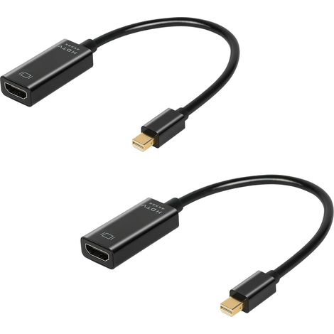 Lot de 2 Adaptateur Mini DisplayPort vers HDMI, 4K 30Hz, Câble 17cm, Connecteur Plaqué Or, pour MacBook, Surface Pro (1/5)