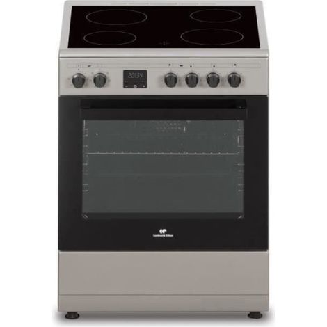 Continental Edison – Cuisinière vitrocéramique 4 feux – Four multifonctions chaleur brassée – L58,8 x P61 x H83 cm – Silver – Garantie 2 ans