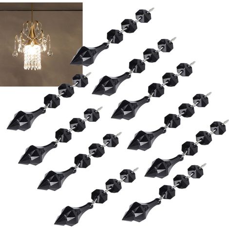 Packung mit 10 schwarzen Kristall-Acrylperlen, geeignet für DIY-Lampen und unregelmäßige kegelförmige Anhänger.