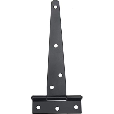 Charnières en T noires pour portes plates, 200 mm, invisibles, pour meubles, avec 28 vis, pour portes extérieures, fenêtres et abris de jardin. (1/5)