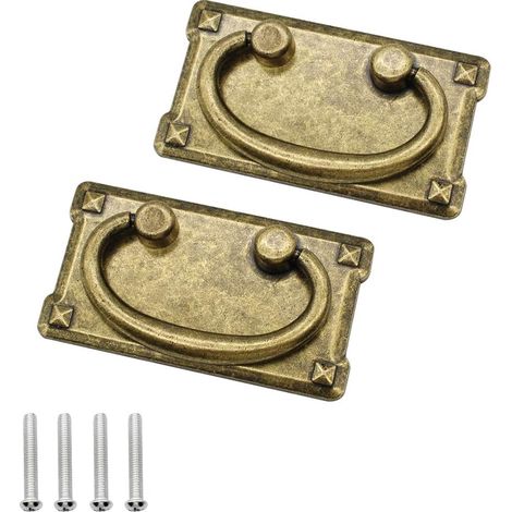 2 Stück Retro-Schubladengriffe aus Bronze für Küchenmöbel, für Kleiderschrank, Schubladen, Kommoden, Schränke, Apothekerschränke
