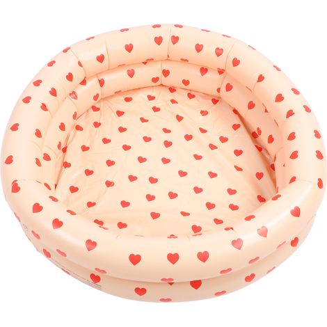 Piscine gonflable ronde rose à motif cœur vintage, épaisse, idéale pour les enfants à l'intérieur. (1/5)