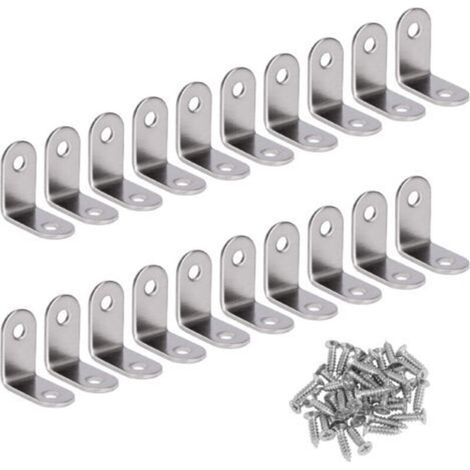 Angle Droit Support Inox 90 Degrés Support De Coin support d'angle en forme de L Fixation Équerre Livré Avec Vis Argent 20 Pièces 303016mm (1/5)