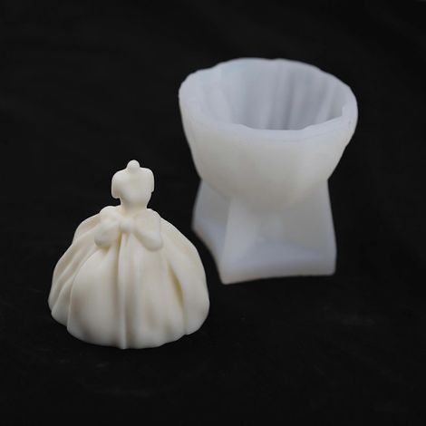 Moule à bougie en forme de robe de mariée 3D - Collection Mariée - Moules en silicone pour la pâtisserie (1/4)