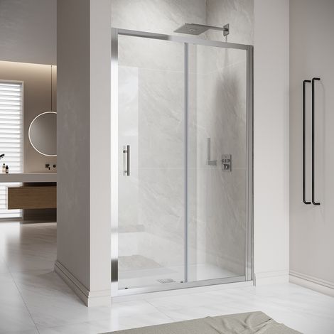 ELEGANT 1000x800mm Sliding Door Shower Enclosure with SMC Tray & Waste Trap (6mm, Aluminium Frame)