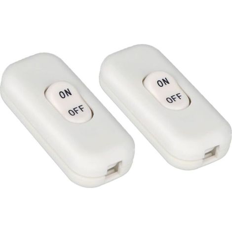 Lot de 2 interrupteurs de chevet, interrupteurs noirs, interrupteurs bipolaires 6 A 250 V, mini interrupteurs à bascule pour petits appareils, lampes de chevet et lampes de table (blanc) (1/4)