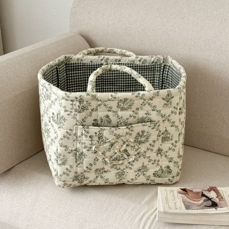 Corbeille à vêtements délavés à fleurs, panier de rangement léger, panier de stockage pliable, idéal pour le salon et la buanderie (1/5)