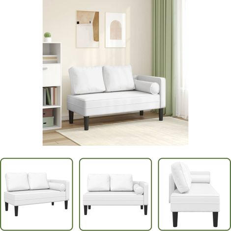 Confort -  Chaise longue avec coussins blanc similicuir (1/5)