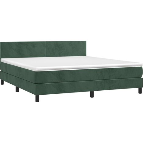 vidaXL Giroletto a Molle con Materasso Verde Scuro 180x200 cm Velluto