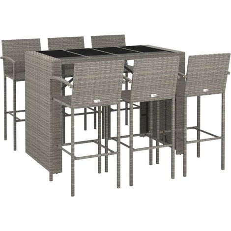 Ensemble de bar de jardin 7 pcs gris résine tressée vidaXL (1/5)
