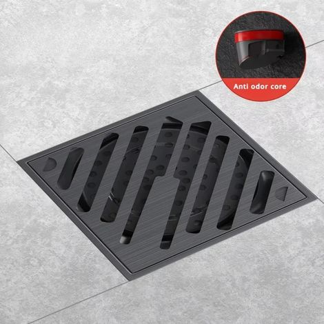 (10cm X 10cm)Anti odor floor drain with stainless steel wire drawing technology for bathrooms and balconies with large drainage capacity (1/4)