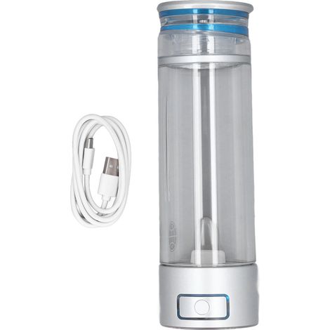 Générateur d'eau hydrogénée 350ml PCTG Argent Bouteille Eau Riche en Hydrogène 2000-6000ppb Électrolyse Titane Pt USB Rechargeable pour Bureau Sport (1/4)